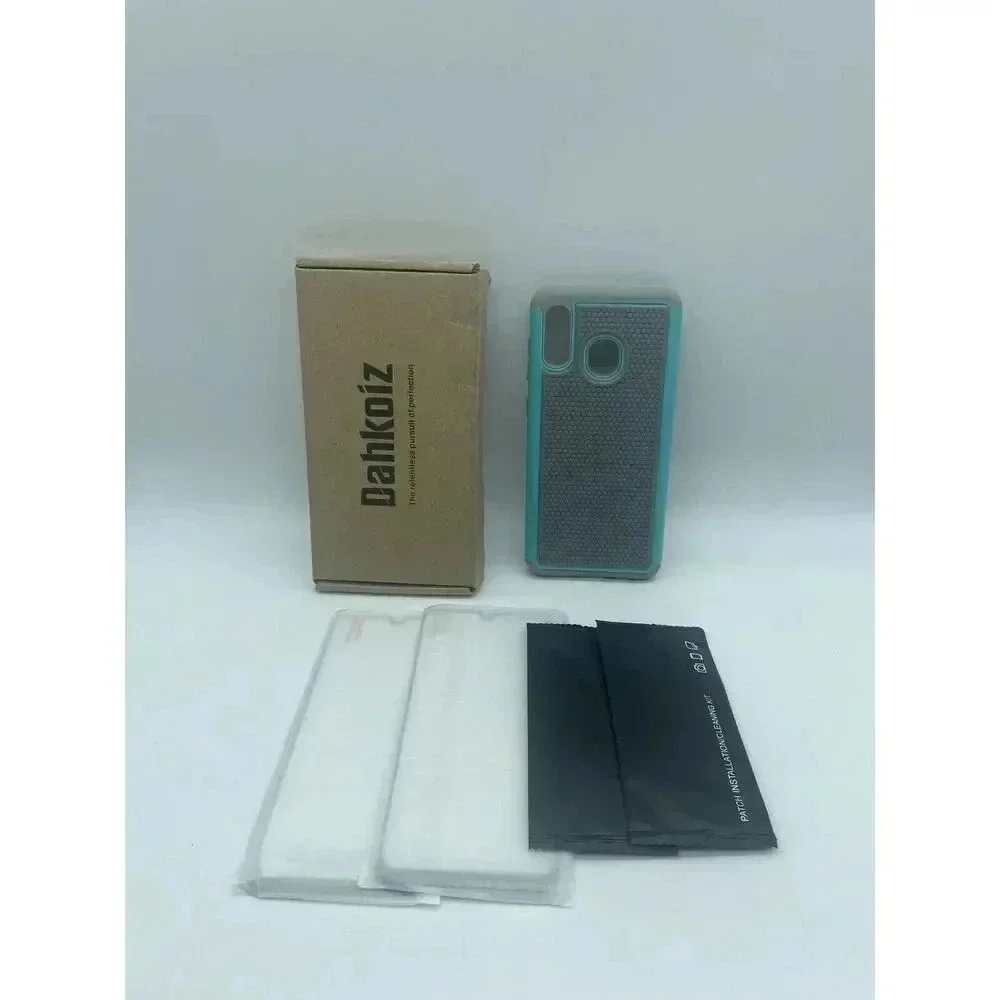Dahkoiz Hybrid Case‎ For Galaxy A20 A30 Mint Green Gray 2 Screen Protectors
